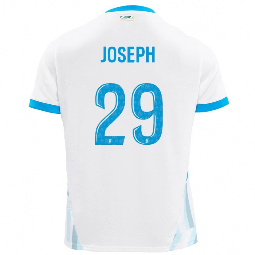 Danxen Mænd Darlina Joseph #29 Hvid Himmelblå Hjemmebane Spillertrøjer 2024/25 Trøje T-Shirt