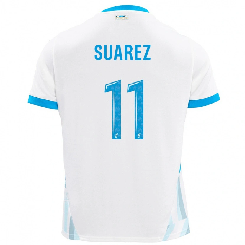 Danxen Mænd Luis Suarez #11 Hvid Himmelblå Hjemmebane Spillertrøjer 2024/25 Trøje T-Shirt