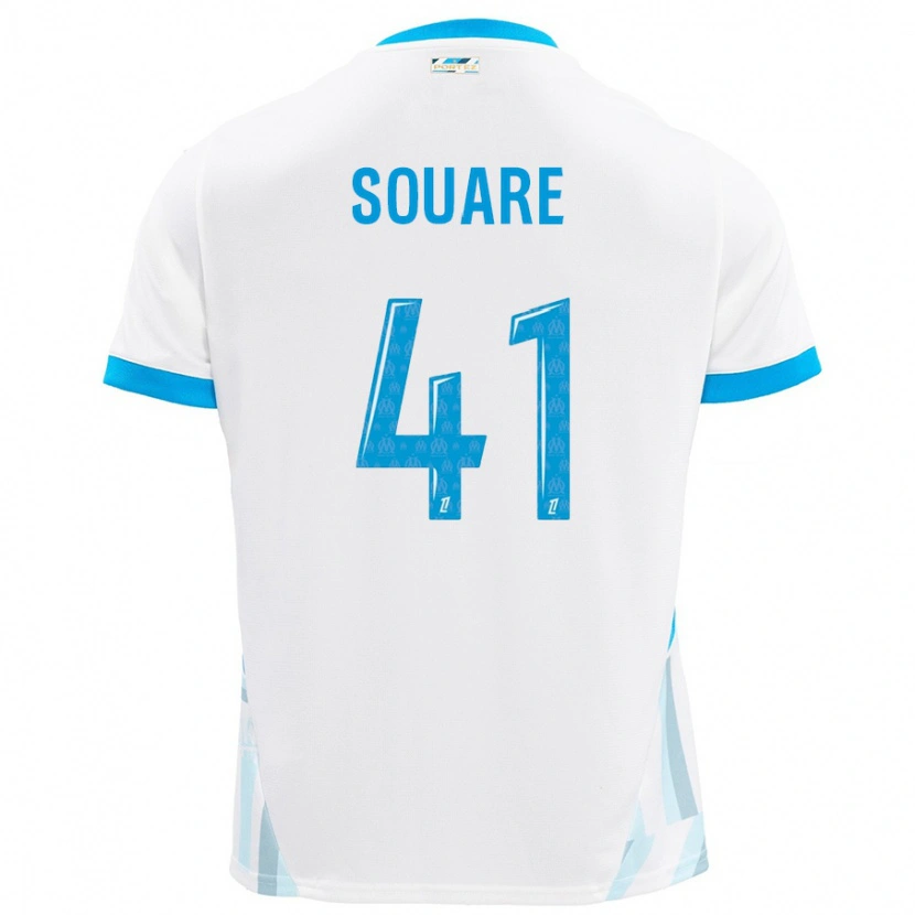 Danxen Mænd Cheick Souare #41 Hvid Himmelblå Hjemmebane Spillertrøjer 2024/25 Trøje T-Shirt