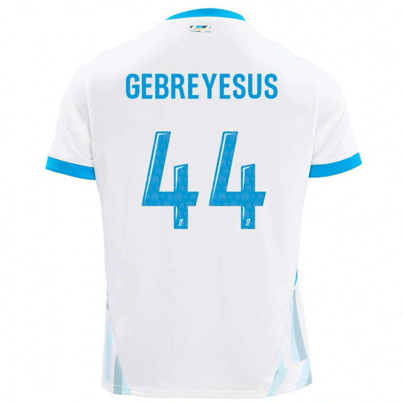 Danxen Mænd Esey Gebreyesus #44 Hvid Himmelblå Hjemmebane Spillertrøjer 2024/25 Trøje T-Shirt