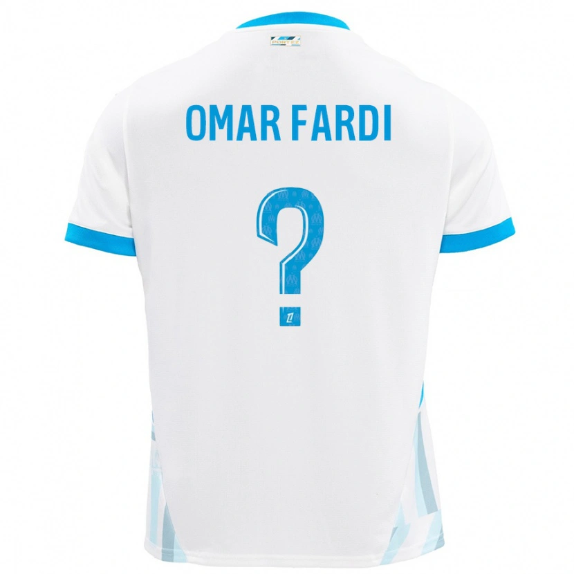 Danxen Mænd El Omar Fardi #0 Hvid Himmelblå Hjemmebane Spillertrøjer 2024/25 Trøje T-Shirt