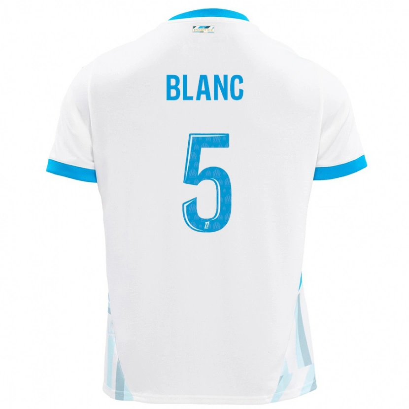 Danxen Mænd Amandine Blanc #5 Hvid Himmelblå Hjemmebane Spillertrøjer 2024/25 Trøje T-Shirt