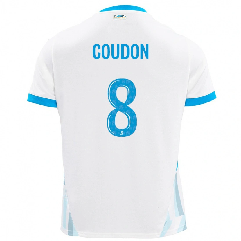 Danxen Mænd Marine Coudon #8 Hvid Himmelblå Hjemmebane Spillertrøjer 2024/25 Trøje T-Shirt