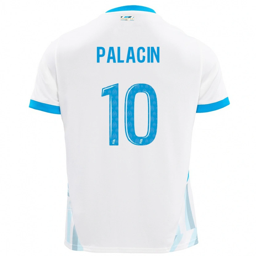 Danxen Mænd Sara Palacin #10 Hvid Himmelblå Hjemmebane Spillertrøjer 2024/25 Trøje T-Shirt