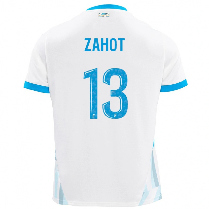 Danxen Mænd Sarah Zahot #13 Hvid Himmelblå Hjemmebane Spillertrøjer 2024/25 Trøje T-Shirt