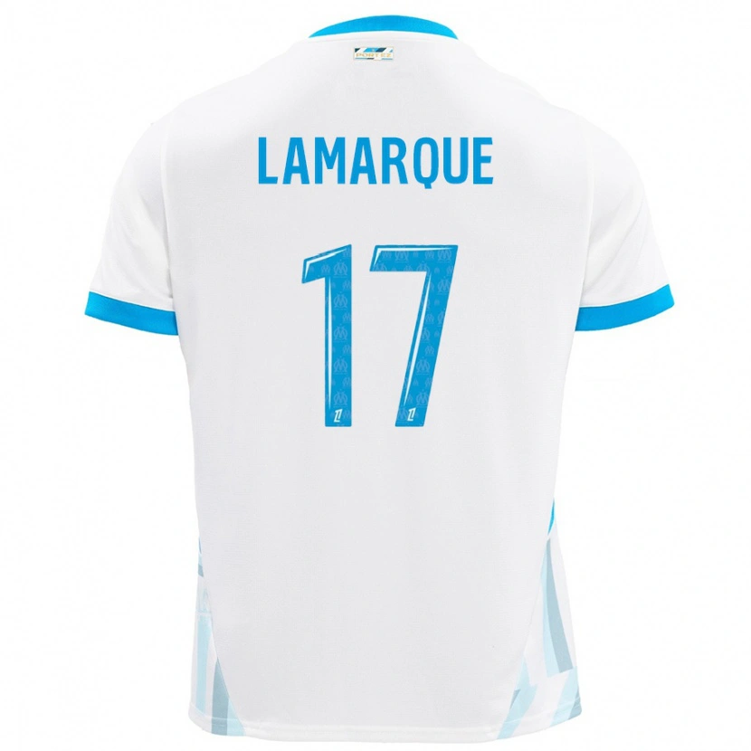 Danxen Mænd Alais Lamarque #17 Hvid Himmelblå Hjemmebane Spillertrøjer 2024/25 Trøje T-Shirt