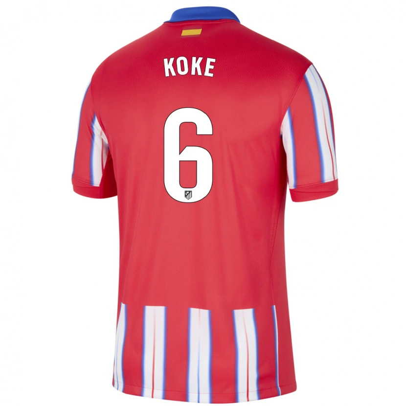Danxen Mænd Koke #6 Rød Hvid Blå Hjemmebane Spillertrøjer 2024/25 Trøje T-Shirt
