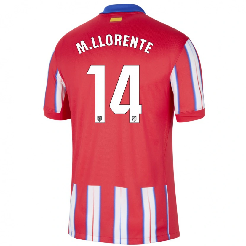 Danxen Mænd Marcos Llorente #14 Rød Hvid Blå Hjemmebane Spillertrøjer 2024/25 Trøje T-Shirt