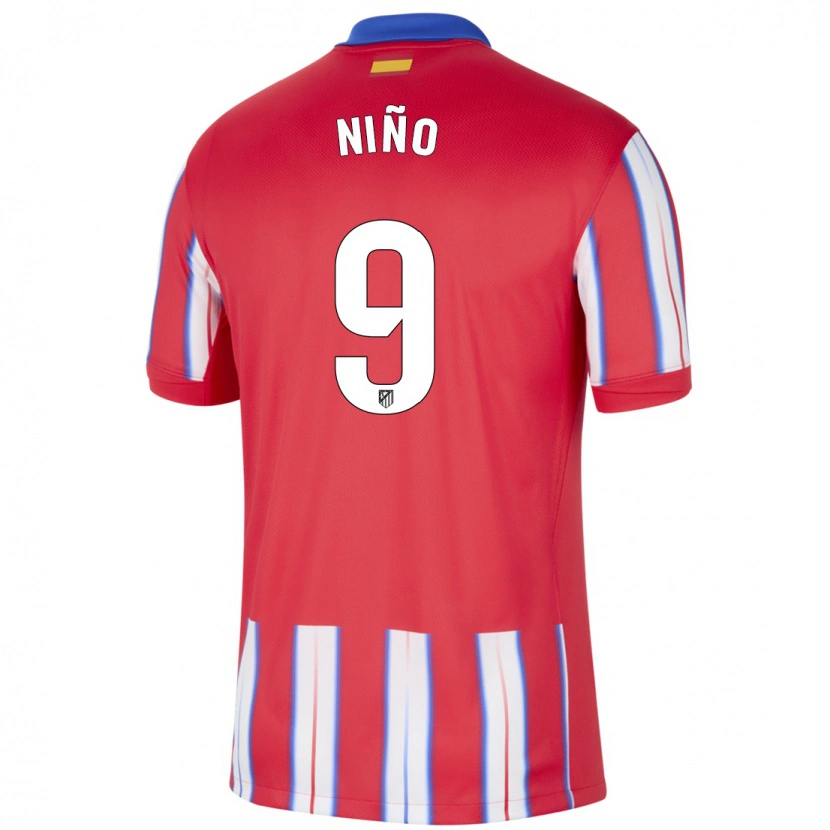 Danxen Mænd Adrián Niño #9 Rød Hvid Blå Hjemmebane Spillertrøjer 2024/25 Trøje T-Shirt