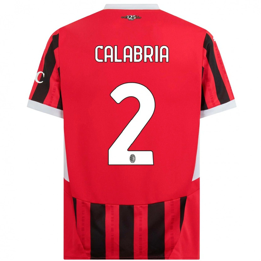 Danxen Mænd Davide Calabria #2 Rød Sort Hjemmebane Spillertrøjer 2024/25 Trøje T-Shirt