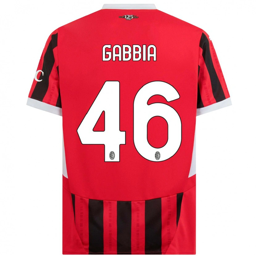 Danxen Mænd Matteo Gabbia #46 Rød Sort Hjemmebane Spillertrøjer 2024/25 Trøje T-Shirt