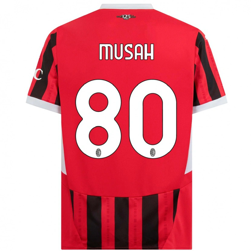 Danxen Mænd Yunus Musah #80 Rød Sort Hjemmebane Spillertrøjer 2024/25 Trøje T-Shirt