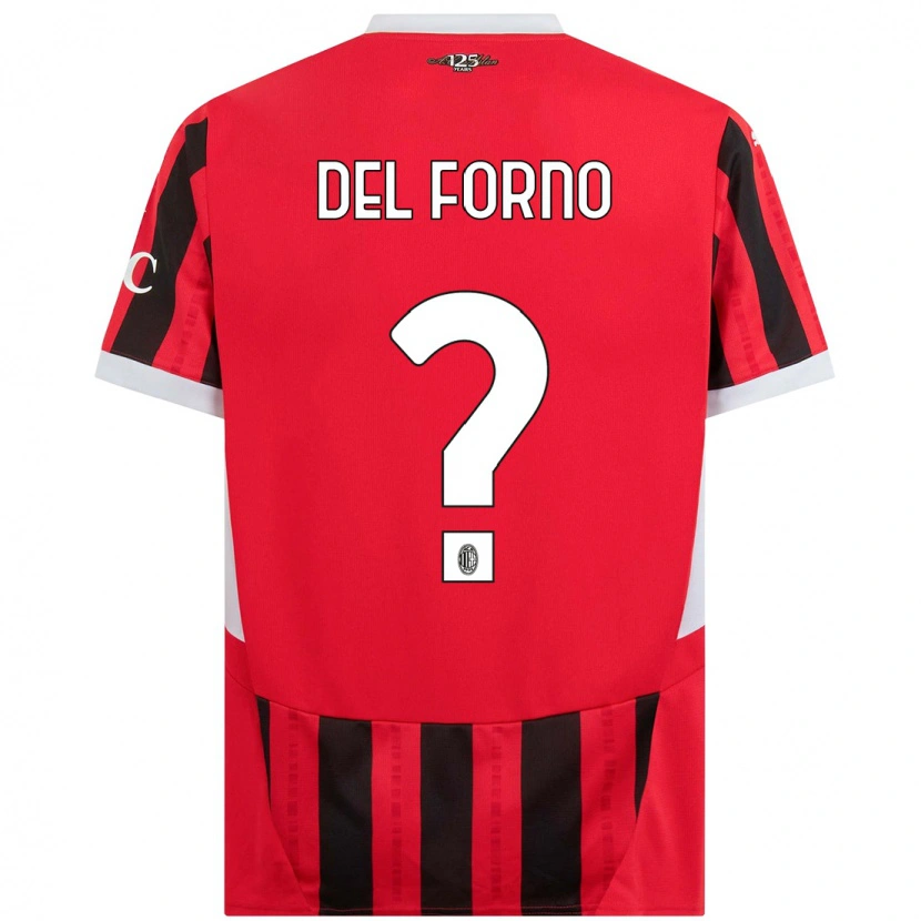 Danxen Mænd Luca Del Forno #0 Rød Sort Hjemmebane Spillertrøjer 2024/25 Trøje T-Shirt