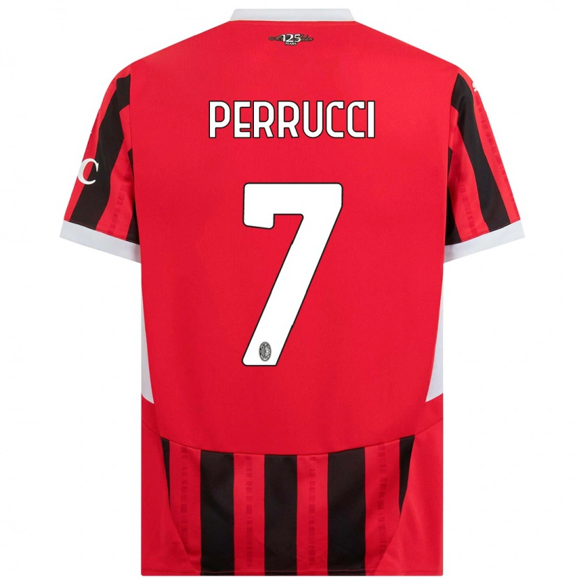 Danxen Mænd Vincenzo Perrucci #7 Rød Sort Hjemmebane Spillertrøjer 2024/25 Trøje T-Shirt