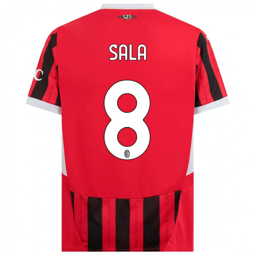 Danxen Mænd Emanuele Sala #8 Rød Sort Hjemmebane Spillertrøjer 2024/25 Trøje T-Shirt