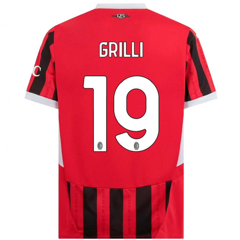 Danxen Mænd Lorenzo Grilli #19 Rød Sort Hjemmebane Spillertrøjer 2024/25 Trøje T-Shirt