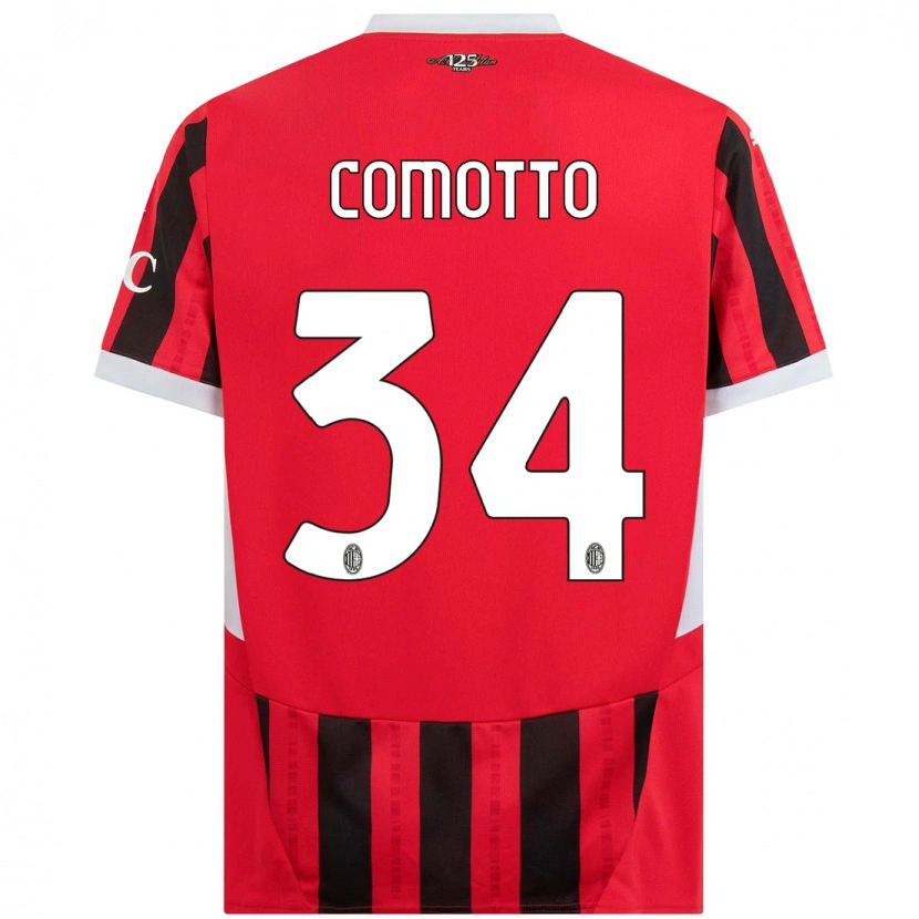 Danxen Mænd Christian Comotto #34 Rød Sort Hjemmebane Spillertrøjer 2024/25 Trøje T-Shirt