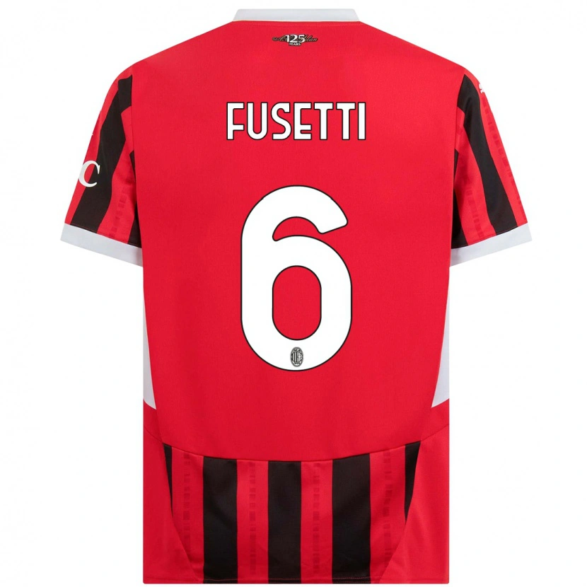 Danxen Mænd Laura Fusetti #6 Rød Sort Hjemmebane Spillertrøjer 2024/25 Trøje T-Shirt