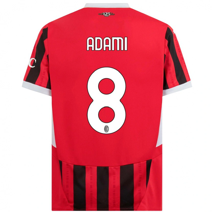 Danxen Mænd Greta Adami #8 Rød Sort Hjemmebane Spillertrøjer 2024/25 Trøje T-Shirt