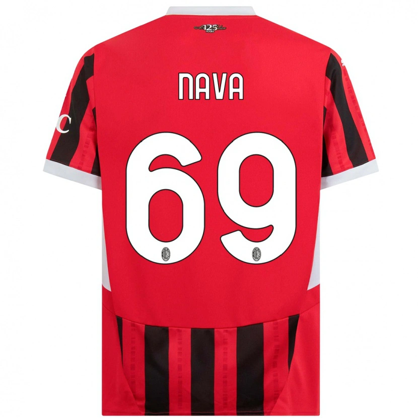 Danxen Mænd Lapo Nava #69 Rød Sort Hjemmebane Spillertrøjer 2024/25 Trøje T-Shirt