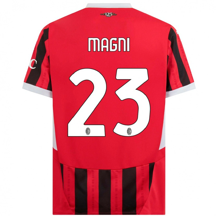 Danxen Mænd Vittorio Magni #23 Rød Sort Hjemmebane Spillertrøjer 2024/25 Trøje T-Shirt