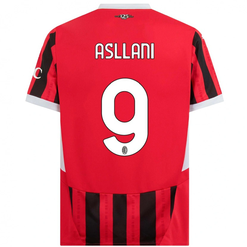 Danxen Mænd Kosovare Asllani #9 Rød Sort Hjemmebane Spillertrøjer 2024/25 Trøje T-Shirt