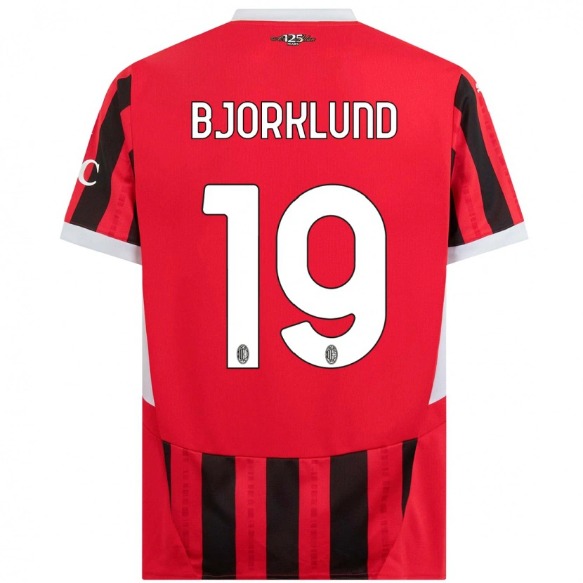 Danxen Mænd Lukas Bjorklund #19 Rød Sort Hjemmebane Spillertrøjer 2024/25 Trøje T-Shirt