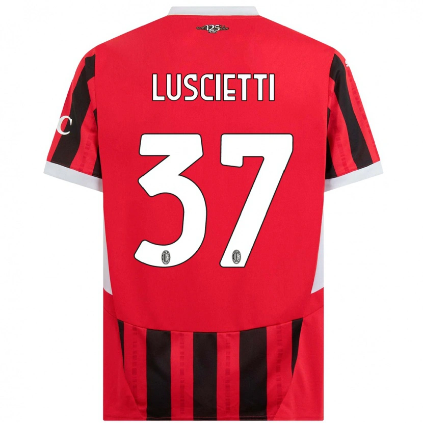 Danxen Mænd Abebe Luscietti #37 Rød Sort Hjemmebane Spillertrøjer 2024/25 Trøje T-Shirt