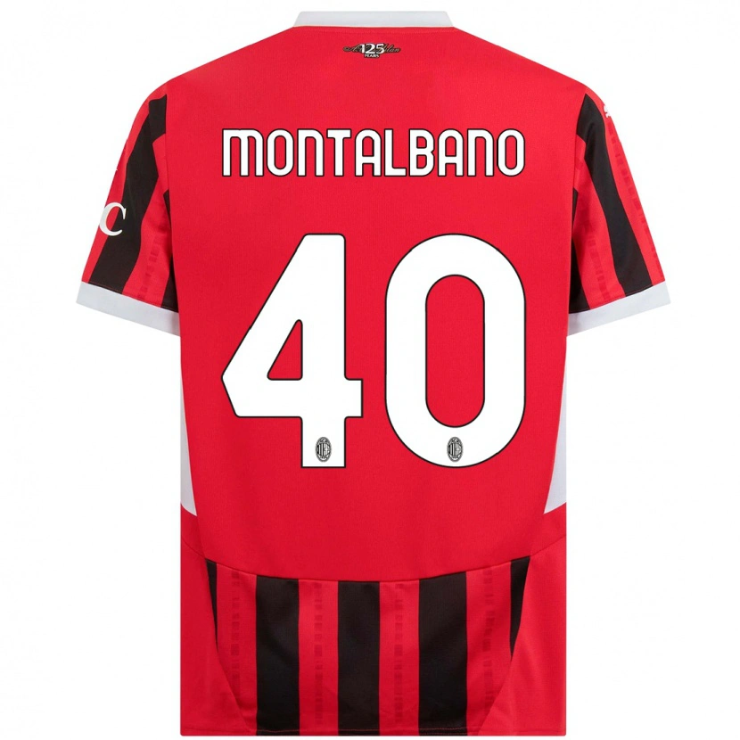 Danxen Mænd Nicolo Montalbano #40 Rød Sort Hjemmebane Spillertrøjer 2024/25 Trøje T-Shirt