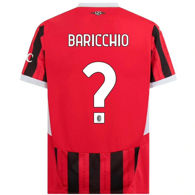Danxen Mænd Luca Baricchio #0 Rød Sort Hjemmebane Spillertrøjer 2024/25 Trøje T-Shirt