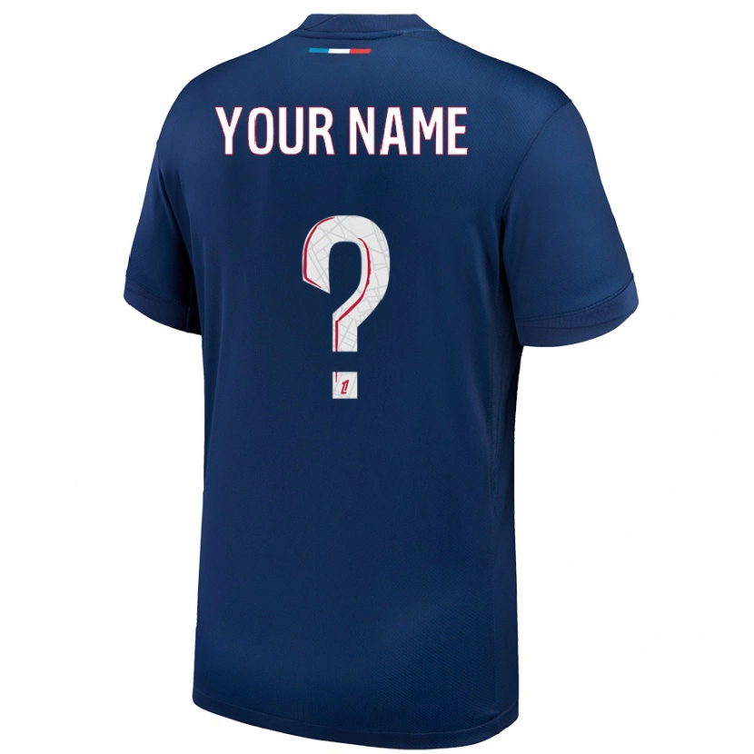 Danxen Mænd Dit Navn #0 Marineblå Hvid Hjemmebane Spillertrøjer 2024/25 Trøje T-Shirt