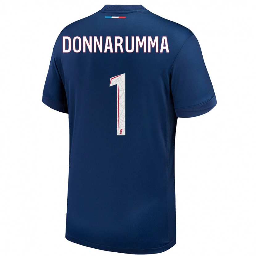 Danxen Mænd Gianluigi Donnarumma #1 Marineblå Hvid Hjemmebane Spillertrøjer 2024/25 Trøje T-Shirt