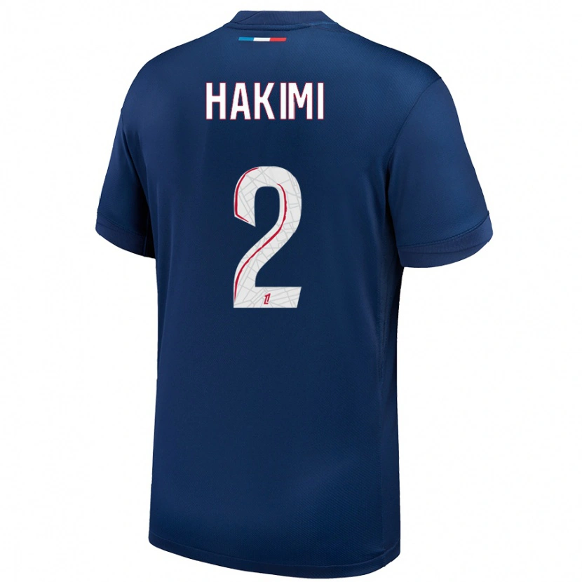 Danxen Mænd Achraf Hakimi #2 Marineblå Hvid Hjemmebane Spillertrøjer 2024/25 Trøje T-Shirt