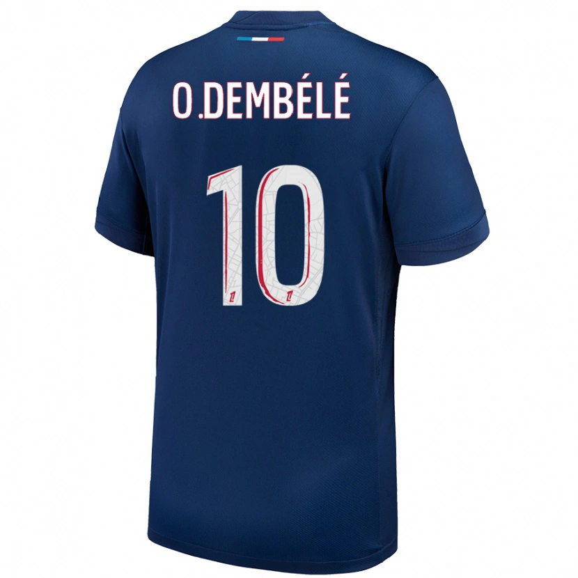 Danxen Mænd Ousmane Dembélé #10 Marineblå Hvid Hjemmebane Spillertrøjer 2024/25 Trøje T-Shirt