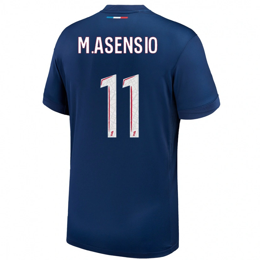 Danxen Mænd Marco Asensio #11 Marineblå Hvid Hjemmebane Spillertrøjer 2024/25 Trøje T-Shirt