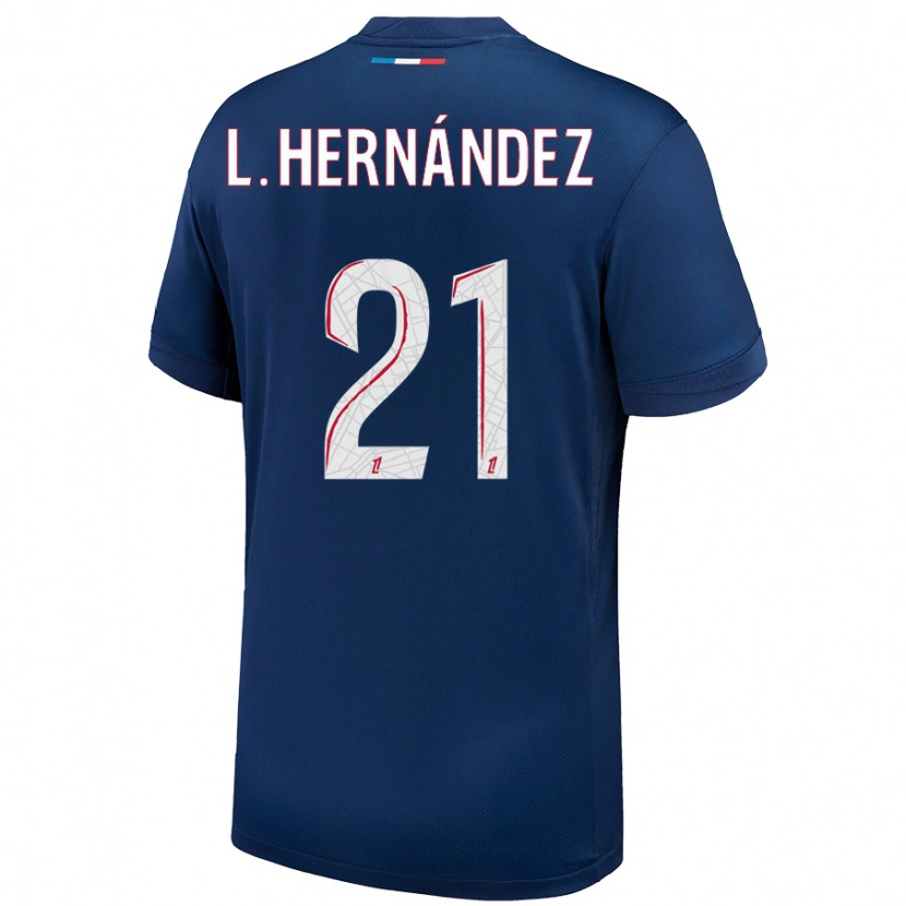 Danxen Mænd Lucas Hernández #21 Marineblå Hvid Hjemmebane Spillertrøjer 2024/25 Trøje T-Shirt