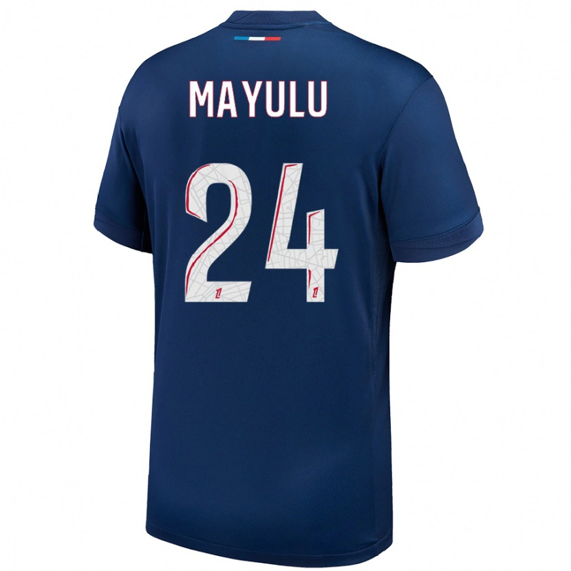 Danxen Mænd Senny Mayulu #24 Marineblå Hvid Hjemmebane Spillertrøjer 2024/25 Trøje T-Shirt