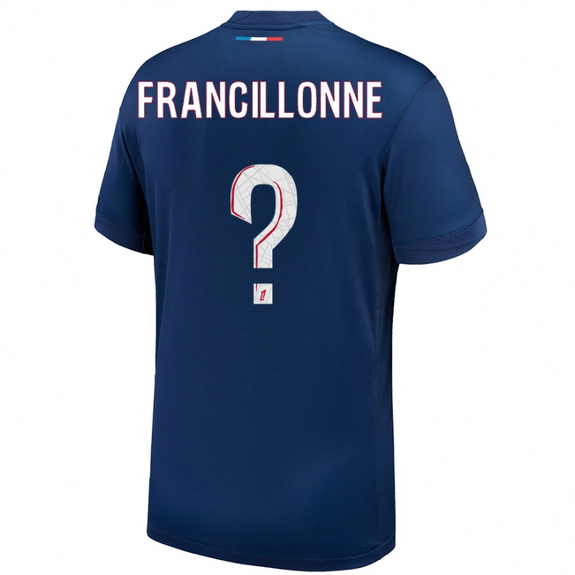 Danxen Mænd Bryan Francillonne #0 Marineblå Hvid Hjemmebane Spillertrøjer 2024/25 Trøje T-Shirt
