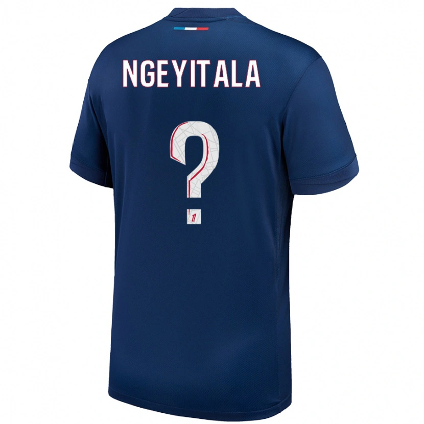 Danxen Mænd Aurélien Ngeyitala #0 Marineblå Hvid Hjemmebane Spillertrøjer 2024/25 Trøje T-Shirt