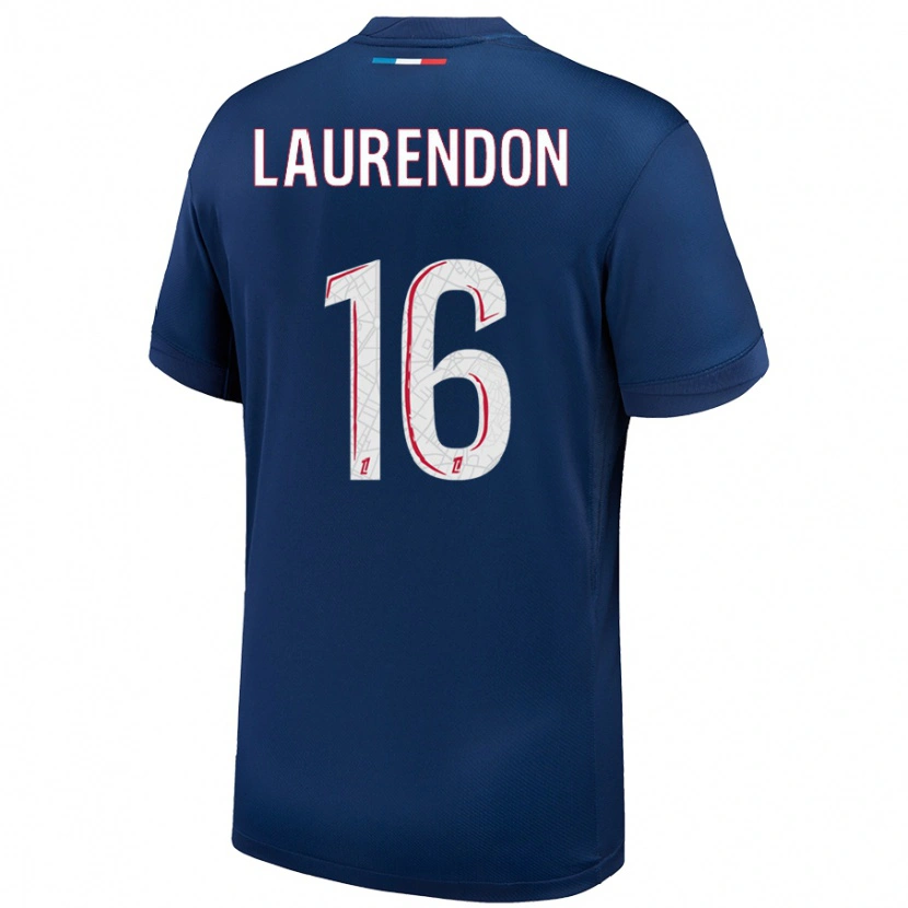 Danxen Mænd Bilal Laurendon #16 Marineblå Hvid Hjemmebane Spillertrøjer 2024/25 Trøje T-Shirt