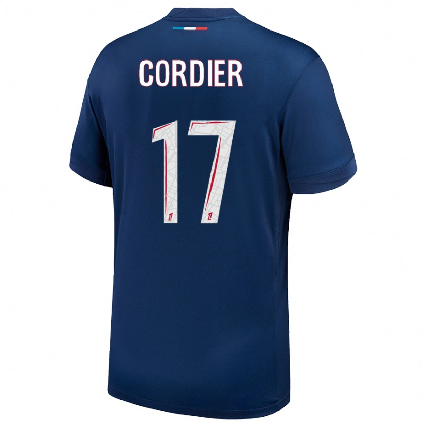 Danxen Mænd Thomas Cordier #17 Marineblå Hvid Hjemmebane Spillertrøjer 2024/25 Trøje T-Shirt