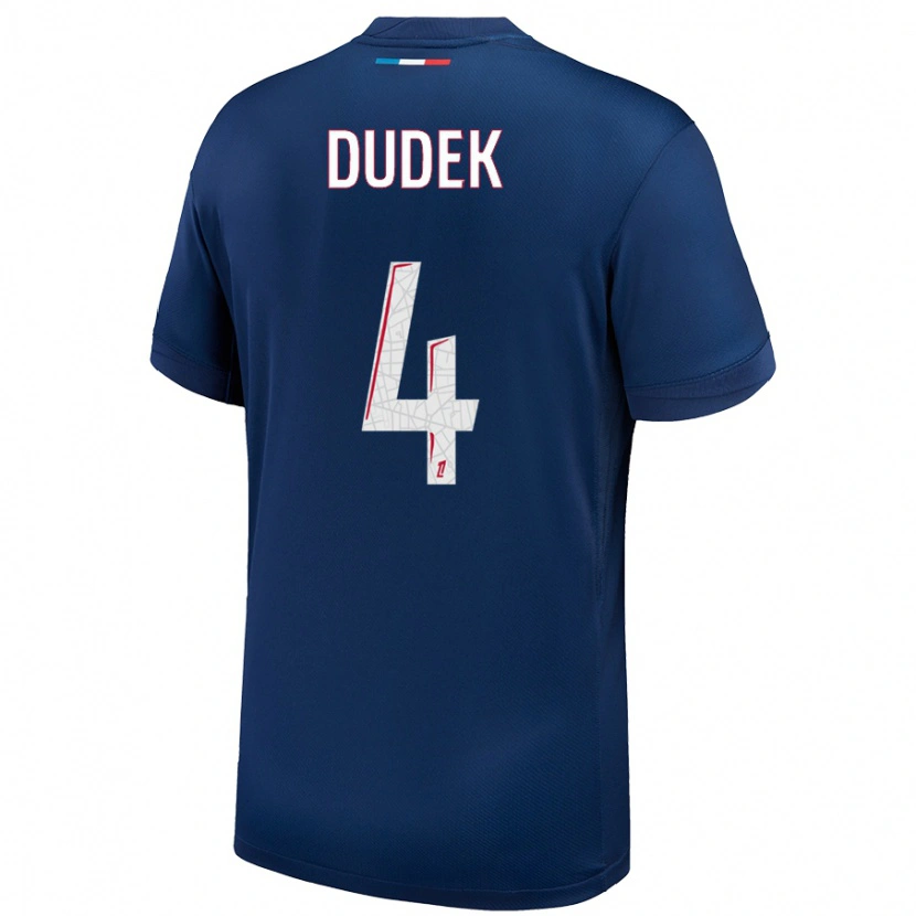 Danxen Mænd Paulina Dudek #4 Marineblå Hvid Hjemmebane Spillertrøjer 2024/25 Trøje T-Shirt