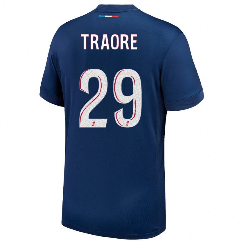 Danxen Mænd Manssita Traoré #29 Marineblå Hvid Hjemmebane Spillertrøjer 2024/25 Trøje T-Shirt