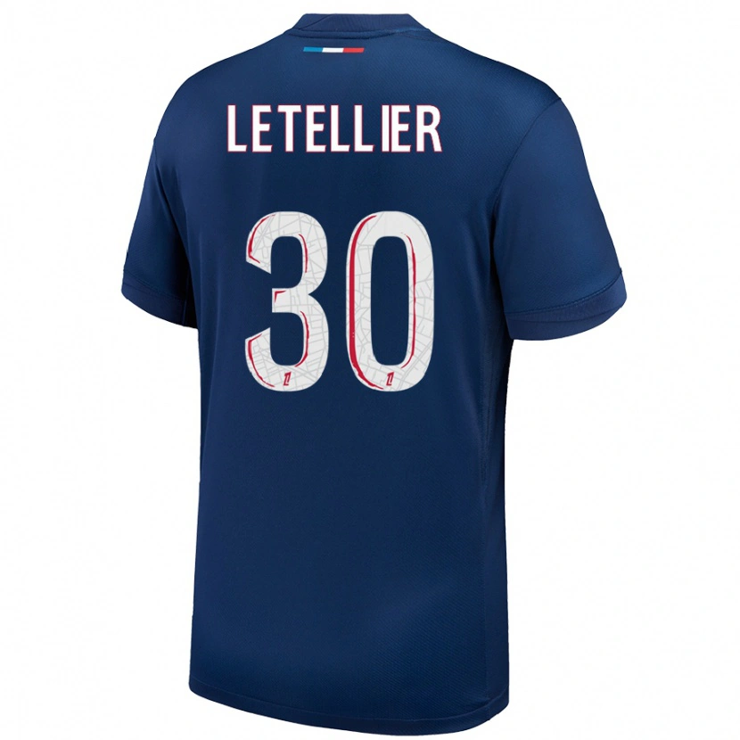 Danxen Mænd Alexandre Letellier #30 Marineblå Hvid Hjemmebane Spillertrøjer 2024/25 Trøje T-Shirt