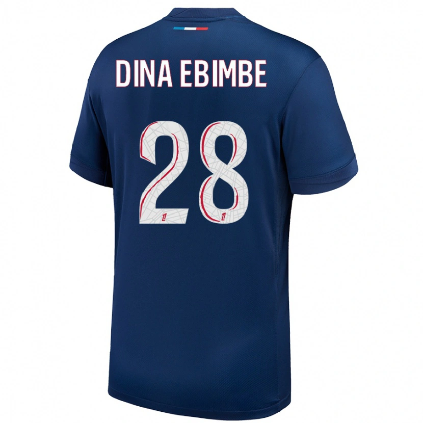 Danxen Mænd Eric Junior Dina Ebimbe #28 Marineblå Hvid Hjemmebane Spillertrøjer 2024/25 Trøje T-Shirt