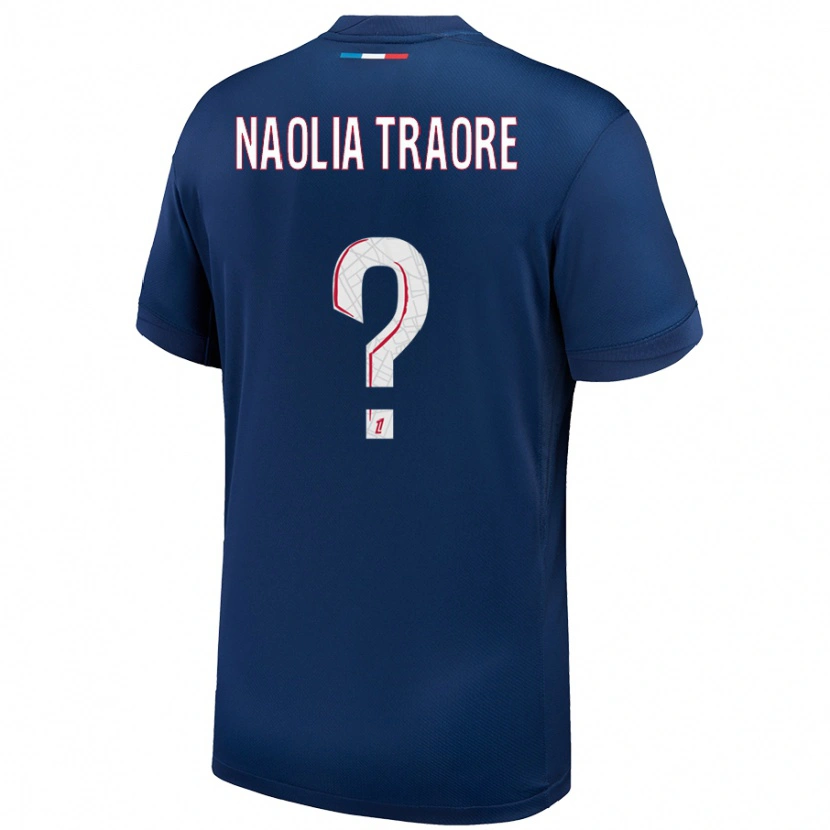 Danxen Mænd Naolia Traore #0 Marineblå Hvid Hjemmebane Spillertrøjer 2024/25 Trøje T-Shirt