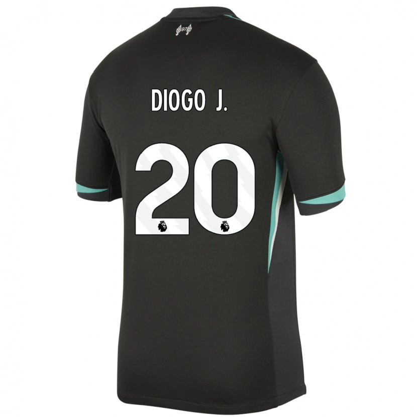 Danxen Mænd Diogo Jota #20 Sort Antracit Hvid Udebane Spillertrøjer 2024/25 Trøje T-Shirt