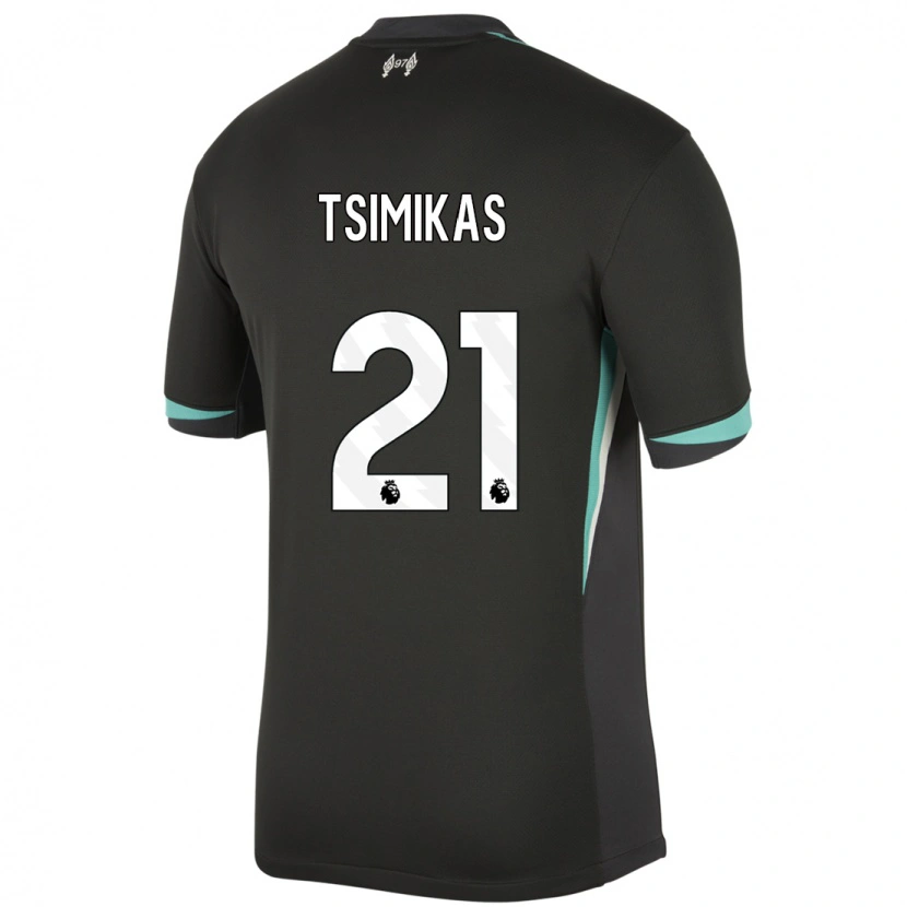 Danxen Mænd Konstantinos Tsimikas #21 Sort Antracit Hvid Udebane Spillertrøjer 2024/25 Trøje T-Shirt