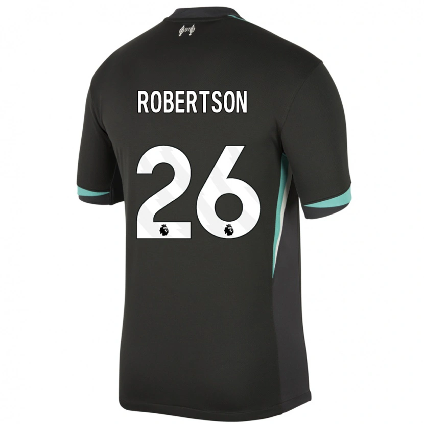 Danxen Mænd Andrew Robertson #26 Sort Antracit Hvid Udebane Spillertrøjer 2024/25 Trøje T-Shirt