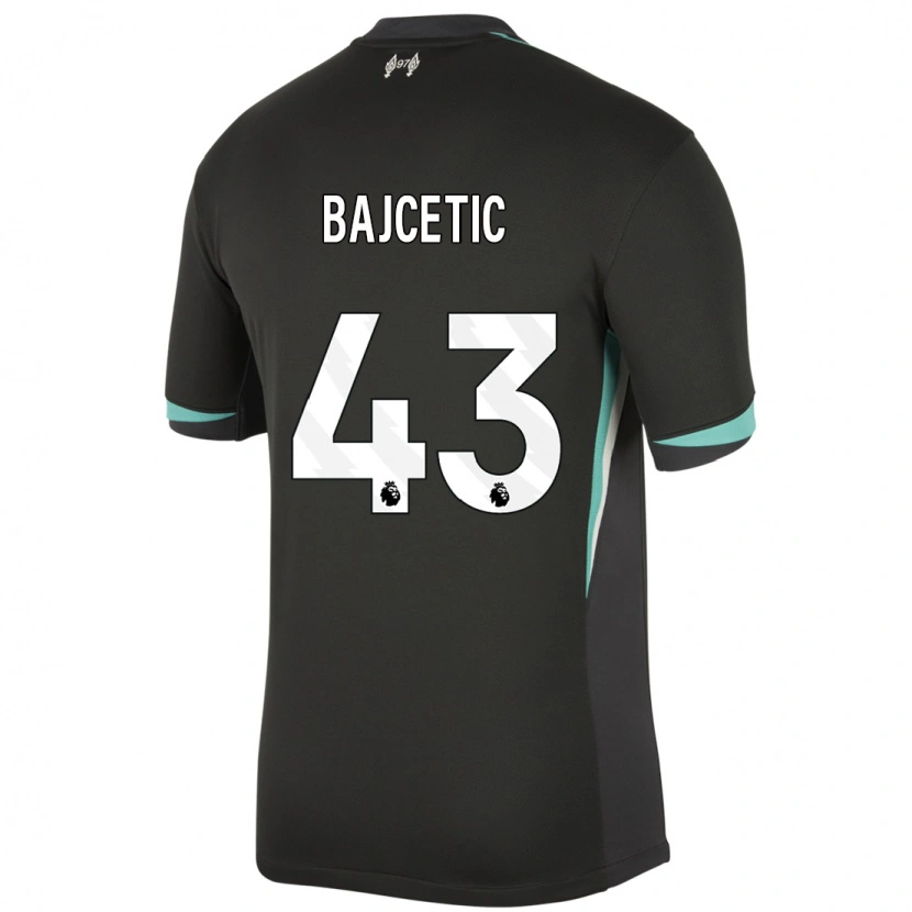 Danxen Mænd Stefan Bajcetic #43 Sort Antracit Hvid Udebane Spillertrøjer 2024/25 Trøje T-Shirt
